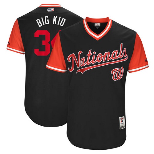 Men's Majestic Washington Nationals #34 Bryce Harper "Big Kid" Authentic Navy Blue 2017 Players Weekend MLB Jersey