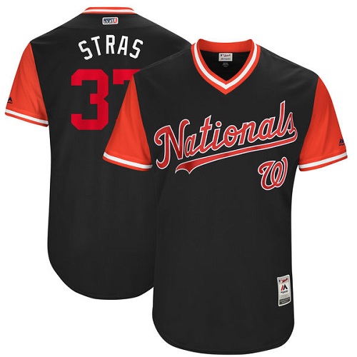 Men's Majestic Washington Nationals #37 Stephen Strasburg "Stras" Authentic Navy Blue 2017 Players Weekend MLB Jersey