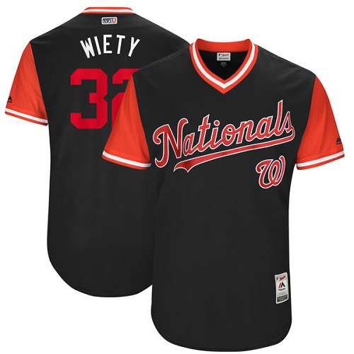 Men's Majestic Washington Nationals #32 Matt Wieters "Wiety" Authentic Navy Blue 2017 Players Weekend MLB Jersey