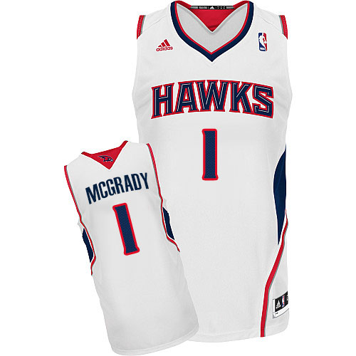 Men's Adidas Atlanta Hawks #1 Tracy Mcgrady Swingman White Home NBA Jersey