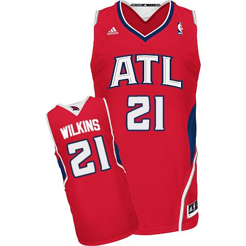 Men's Adidas Atlanta Hawks #21 Dominique Wilkins Swingman Red Alternate NBA Jersey