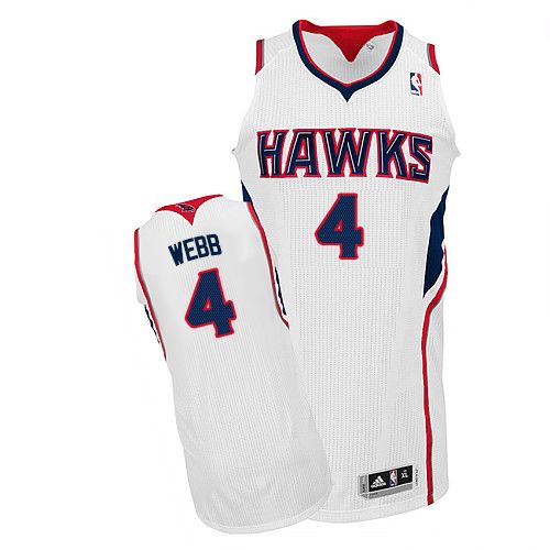 Men's Adidas Atlanta Hawks #4 Spud Webb Authentic White Home NBA Jersey