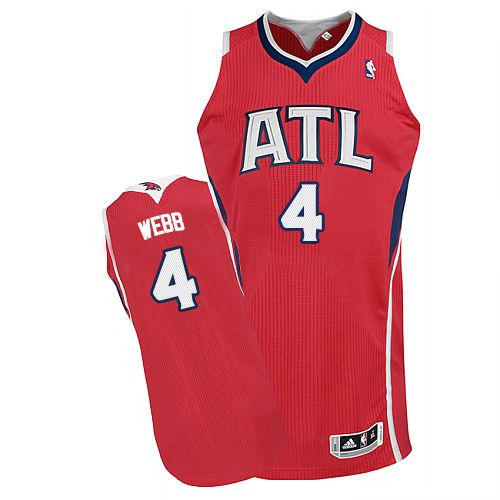 Men's Adidas Atlanta Hawks #4 Spud Webb Authentic Red Alternate NBA Jersey