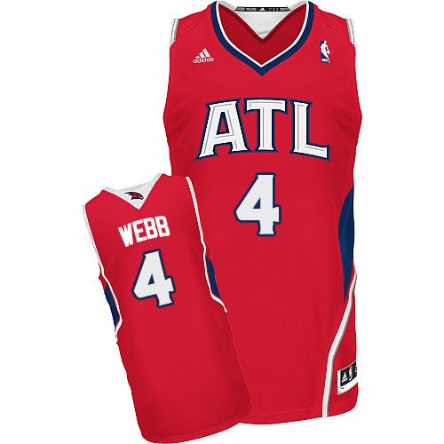 Men's Adidas Atlanta Hawks #4 Spud Webb Swingman Red Alternate NBA Jersey