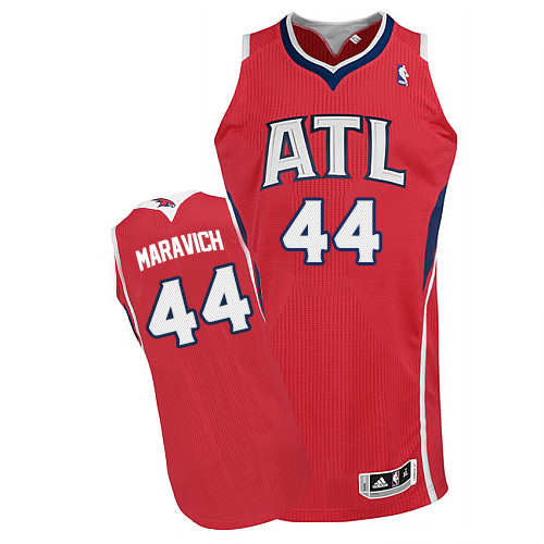 Men's Adidas Atlanta Hawks #44 Pete Maravich Authentic Red Alternate NBA Jersey