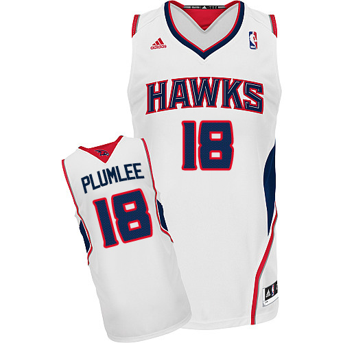 Men's Adidas Atlanta Hawks #18 Miles Plumlee Swingman White Home NBA Jersey