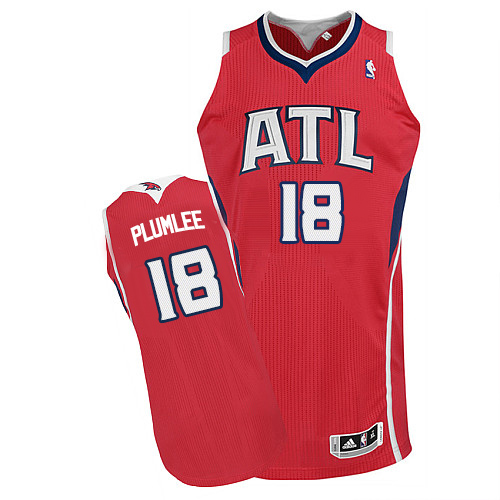 Men's Adidas Atlanta Hawks #18 Miles Plumlee Authentic Red Alternate NBA Jersey