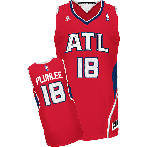 Men's Adidas Atlanta Hawks #18 Miles Plumlee Swingman Red Alternate NBA Jersey