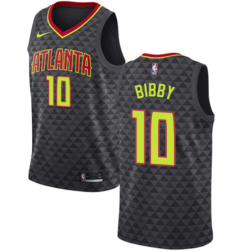 Men's Nike Atlanta Hawks #10 Mike Bibby Swingman Black Road NBA Jersey - Icon Edition