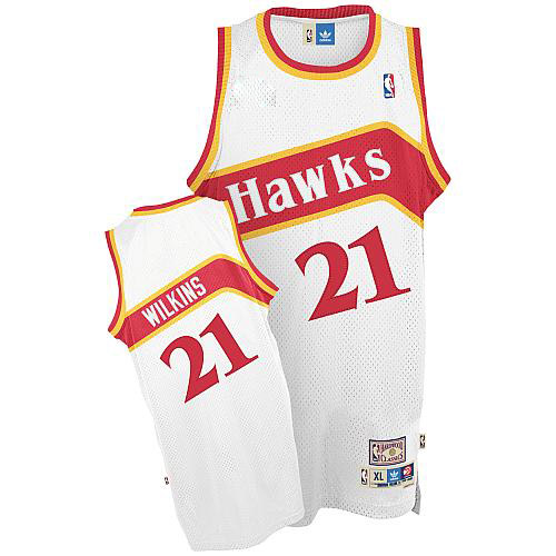 Men's Adidas Atlanta Hawks #21 Dominique Wilkins Authentic White Throwback NBA Jersey