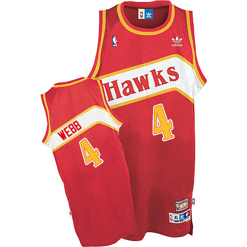 Men's Adidas Atlanta Hawks #4 Spud Webb Swingman Red Throwback NBA Jersey