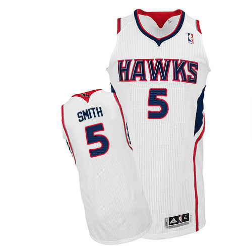 Men's Adidas Atlanta Hawks #5 Josh Smith Authentic White Home NBA Jersey