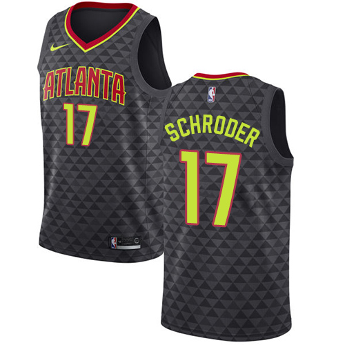 Men's Nike Atlanta Hawks #17 Dennis Schroder Authentic Black Road NBA Jersey - Icon Edition