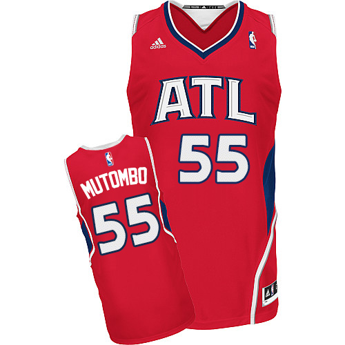 Men's Adidas Atlanta Hawks #55 Dikembe Mutombo Swingman Red Alternate NBA Jersey