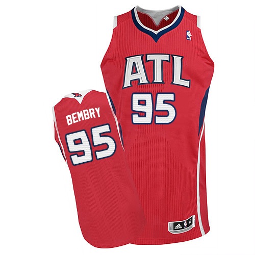 Men's Adidas Atlanta Hawks #95 DeAndre' Bembry Authentic Red Alternate NBA Jersey
