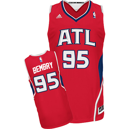 Men's Adidas Atlanta Hawks #95 DeAndre' Bembry Swingman Red Alternate NBA Jersey