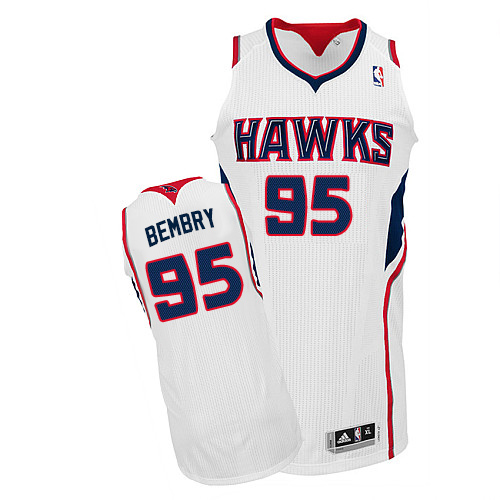 Women's Adidas Atlanta Hawks #95 DeAndre' Bembry Authentic White Home NBA Jersey