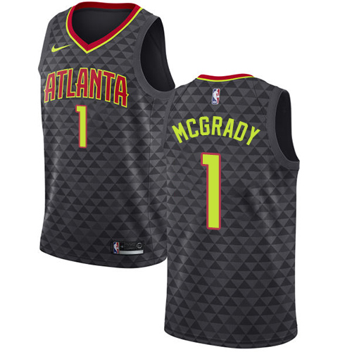 Youth Nike Atlanta Hawks #1 Tracy Mcgrady Swingman Black Road NBA Jersey - Icon Edition