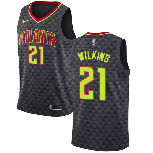Youth Nike Atlanta Hawks #21 Dominique Wilkins Swingman Black Road NBA Jersey - Icon Edition