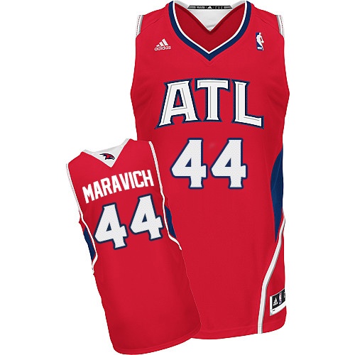Women's Adidas Atlanta Hawks #44 Pete Maravich Swingman Red Alternate NBA Jersey