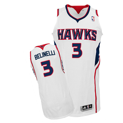Men's Adidas Atlanta Hawks #3 Marco Belinelli Authentic White Home NBA Jersey