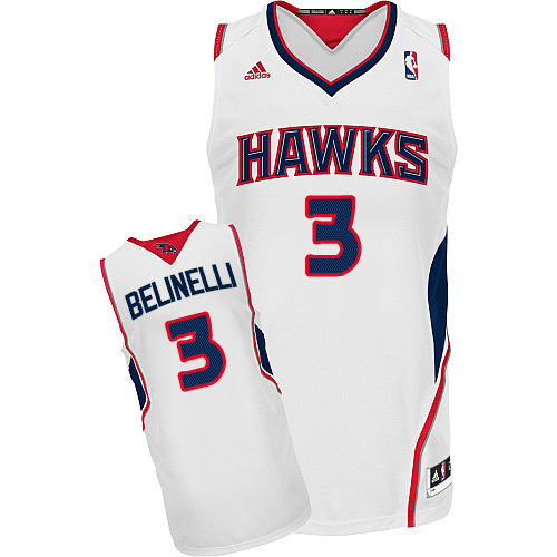 Men's Adidas Atlanta Hawks #3 Marco Belinelli Swingman White Home NBA Jersey