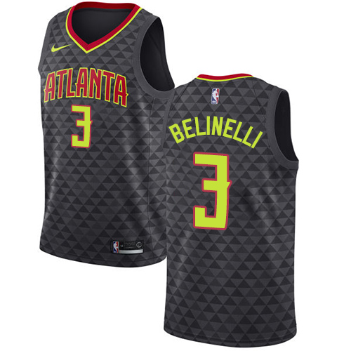 Men's Nike Atlanta Hawks #3 Marco Belinelli Authentic Black Road NBA Jersey - Icon Edition
