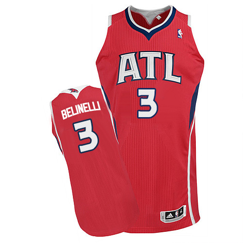 Men's Adidas Atlanta Hawks #3 Marco Belinelli Authentic Red Alternate NBA Jersey
