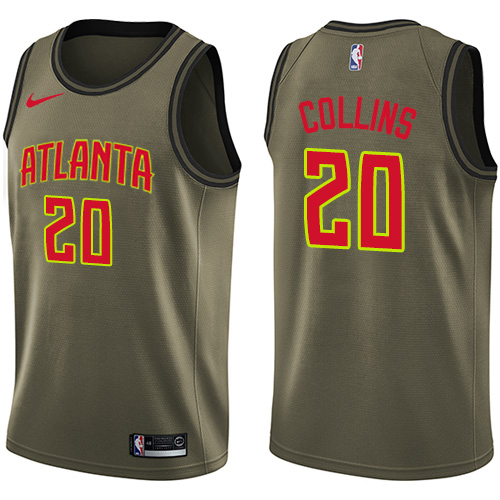 Men's Nike Atlanta Hawks #20 John Collins Swingman Green Salute to Service NBA Jersey