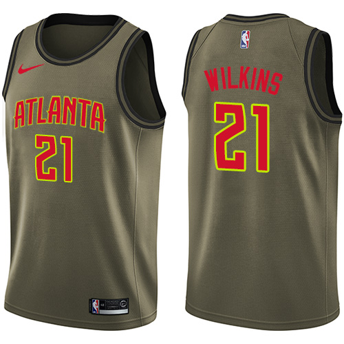 Men's Nike Atlanta Hawks #21 Dominique Wilkins Swingman Green Salute to Service NBA Jersey