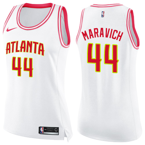 Women's Nike Atlanta Hawks #44 Pete Maravich Swingman White/Pink Fashion NBA Jersey