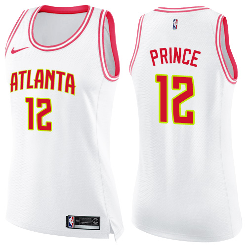 Women's Nike Atlanta Hawks #12 Taurean Prince Swingman White/Pink Fashion NBA Jersey