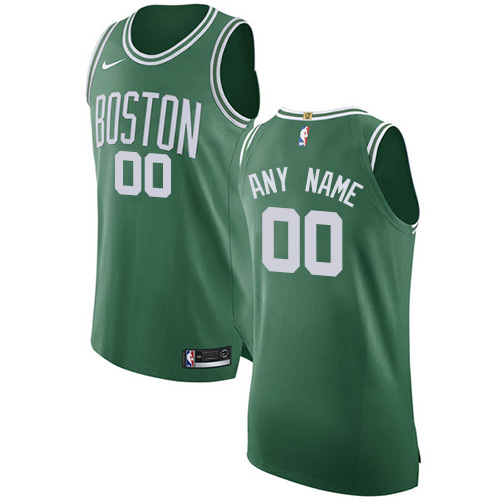 Men's Nike Boston Celtics Customized Authentic Green(White No.) Road NBA Jersey - Icon Edition