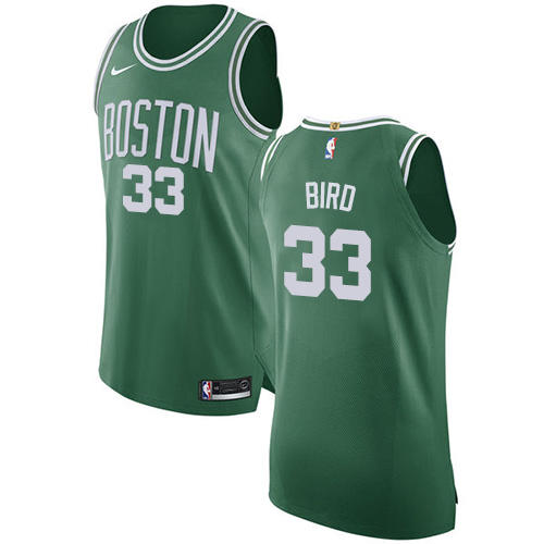 Men's Nike Boston Celtics #33 Larry Bird Authentic Green(White No.) Road NBA Jersey - Icon Edition