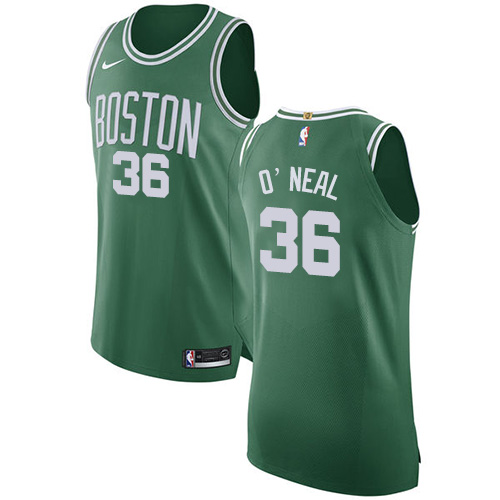 Men's Nike Boston Celtics #36 Shaquille O'Neal Authentic Green(White No.) Road NBA Jersey - Icon Edition