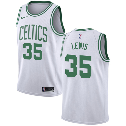 Men's Adidas Boston Celtics #35 Reggie Lewis Authentic White Home NBA Jersey