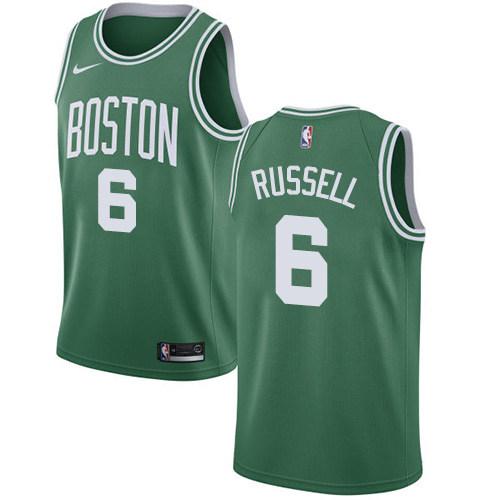 Men's Nike Boston Celtics #6 Bill Russell Swingman Green(White No.) Road NBA Jersey - Icon Edition