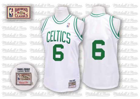Men's Mitchell and Ness Boston Celtics #6 Bill Russell Swingman White Throwback NBA Jersey