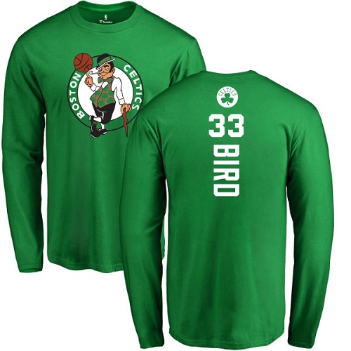 NBA Nike Boston Celtics #33 Larry Bird Kelly Green Backer Long Sleeve T-Shirt