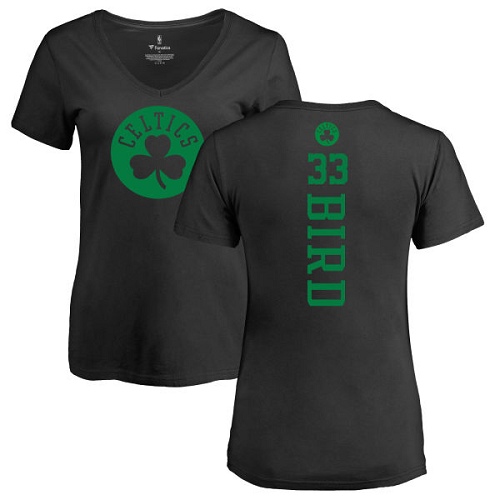 NBA Women's Nike Boston Celtics #33 Larry Bird Black One Color Backer Slim-Fit V-Neck T-Shirt