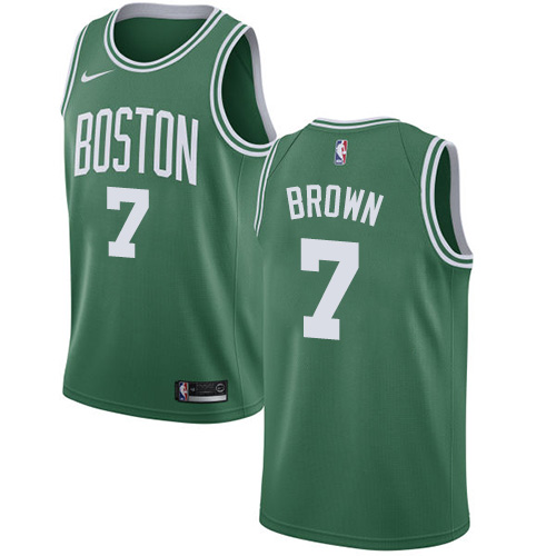 Men's Nike Boston Celtics #7 Jaylen Brown Swingman Green(White No.) Road NBA Jersey - Icon Edition