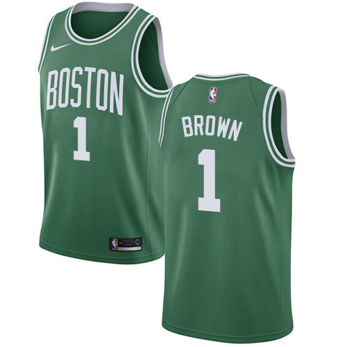 Men's Nike Boston Celtics #1 Walter Brown Swingman Green(White No.) Road NBA Jersey - Icon Edition