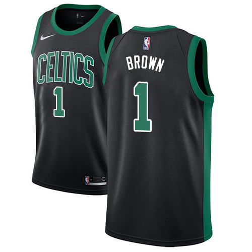 Men's Adidas Boston Celtics #1 Walter Brown Authentic Green(Black No.) Alternate NBA Jersey