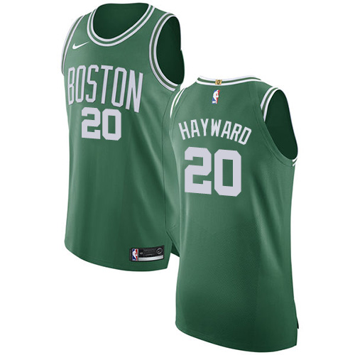 Men's Nike Boston Celtics #20 Gordon Hayward Authentic Green(White No.) Road NBA Jersey - Icon Edition