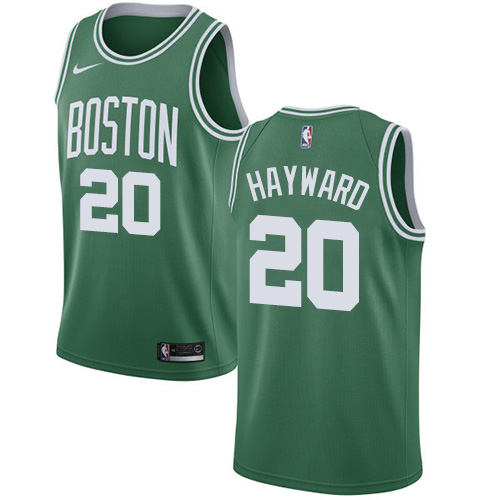 Men's Nike Boston Celtics #20 Gordon Hayward Swingman Green(White No.) Road NBA Jersey - Icon Edition