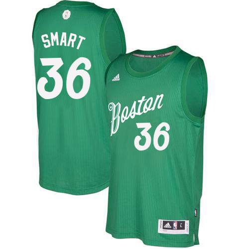 Men's Adidas Boston Celtics #36 Marcus Smart Authentic Green 2016-2017 Christmas Day NBA Jersey