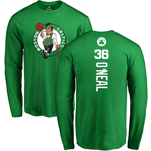 NBA Nike Boston Celtics #36 Shaquille O'Neal Kelly Green Backer Long Sleeve T-Shirt