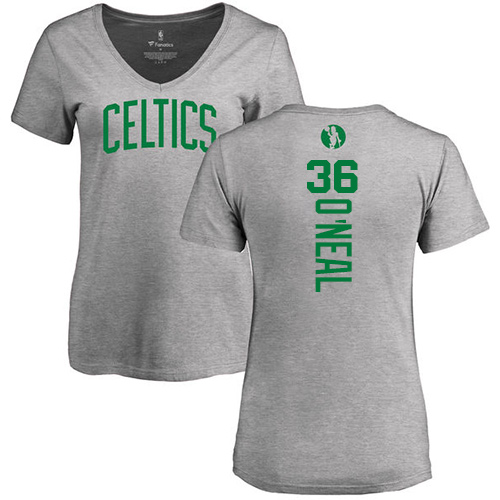 NBA Women's Nike Boston Celtics #36 Shaquille O'Neal Ash Backer T-Shirt