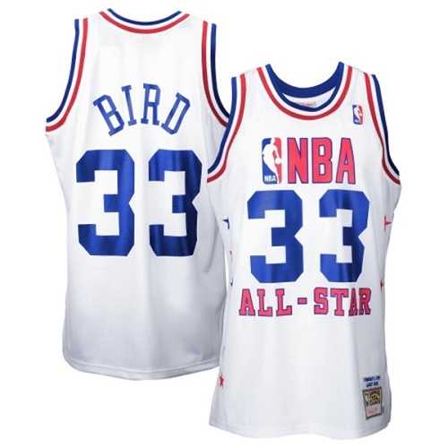 Men's Mitchell and Ness Boston Celtics #33 Larry Bird Authentic White 1990 All Star Throwback NBA Jersey