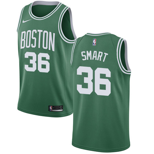 Youth Nike Boston Celtics #36 Marcus Smart Swingman Green(White No.) Road NBA Jersey - Icon Edition